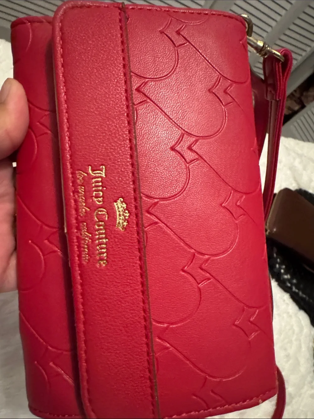 Juicy Couture Red Women's Wallet - Embossed Heart Design strap crossbody - Picture 2 of 5